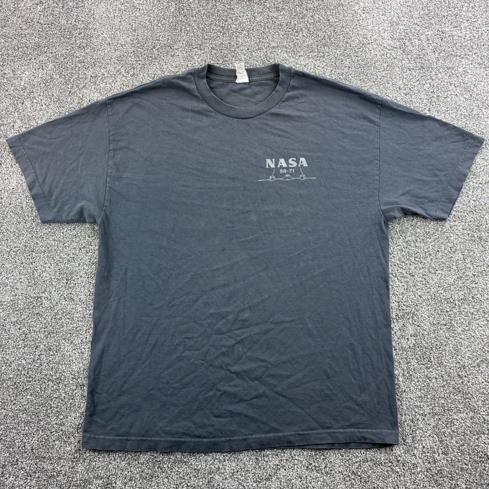 NASA SR-71 Blackbird Shirt Mens XL Black Cotton Graphic Aviation Tee Planes